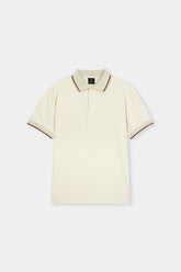 Textured Mesh Cream Polo