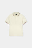 Textured Mesh Cream Polo