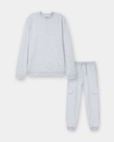 Grey Marl Winter Cargo Trouser and Sweatshirt Set