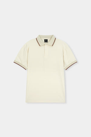 Textured Mesh Cream Polo