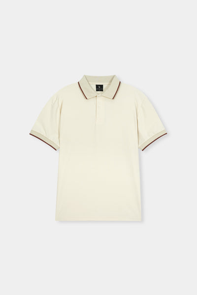 Textured Mesh Cream Polo