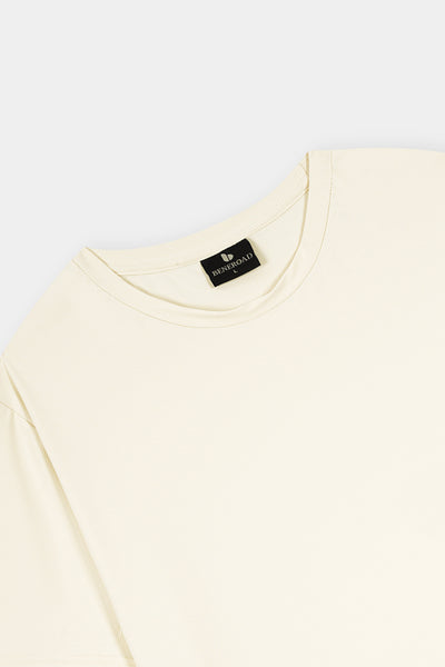 Textured Mesh Cream T Shirt
