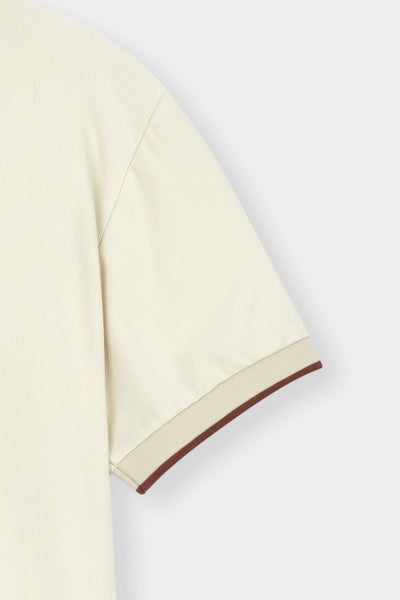Textured Mesh Cream Polo