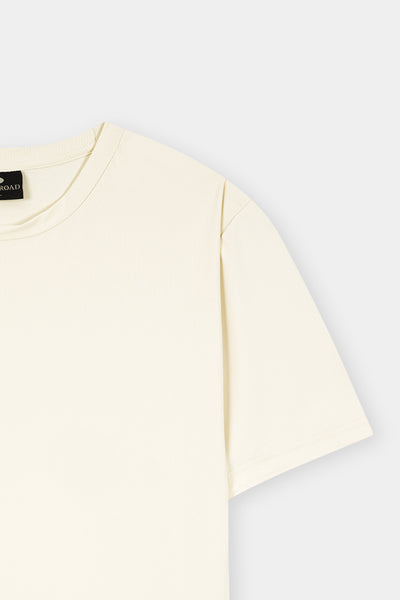 Textured Mesh Cream T Shirt