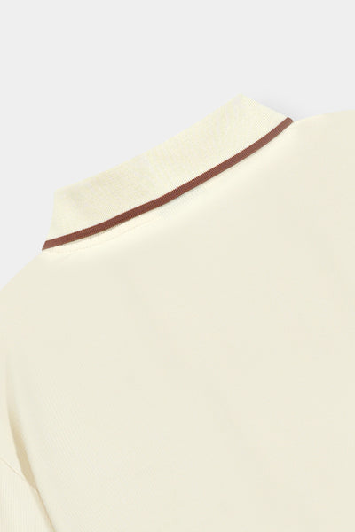 Textured Mesh Cream Polo