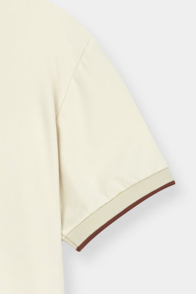 Textured Mesh Cream Polo