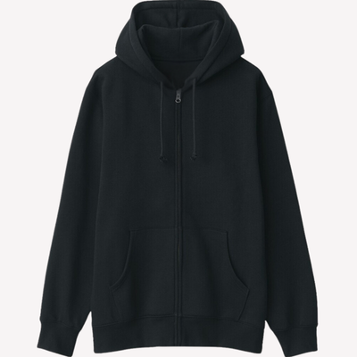 Black Regular Fit ZIP Through Hoodie