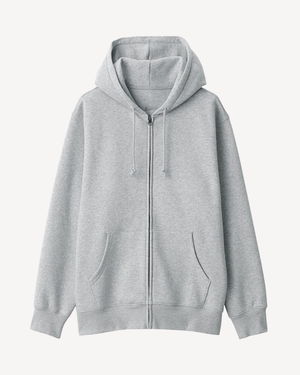 Grey Regular Fit Zip Through Hoodie