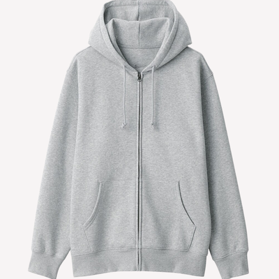 Grey Regular Fit Zip Through Hoodie