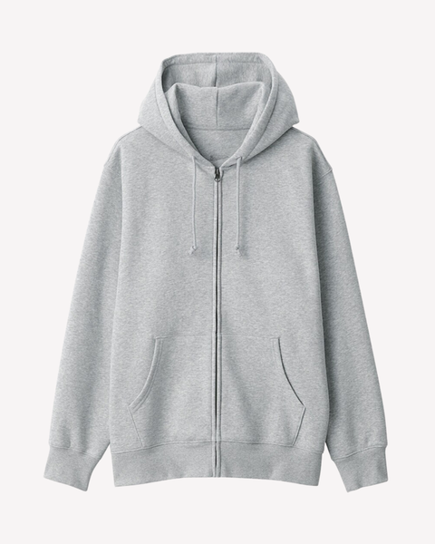 Grey Regular Fit Zip Through Hoodie