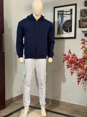 Navy Regular Fit Zip Through Hoodie