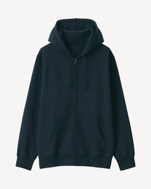 Navy Regular Fit Zip Through Hoodie