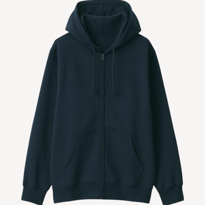 Navy Regular Fit Zip Through Hoodie