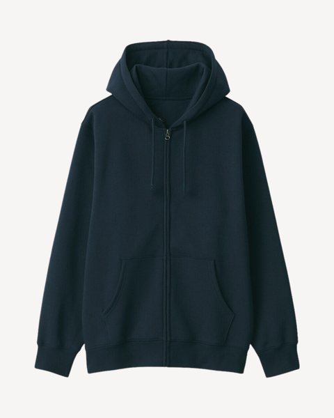 Navy Regular Fit Zip Through Hoodie