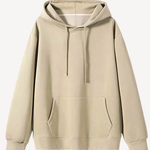 Beige Regular Fit Pullover Hoodie