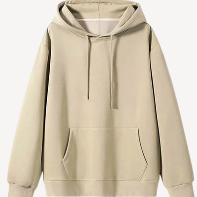 Beige Regular Fit Pullover Hoodie