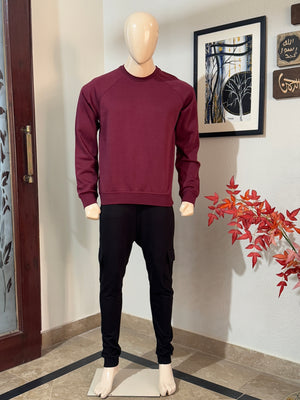 Maroon Regular Fit Raglan Sweatshirt