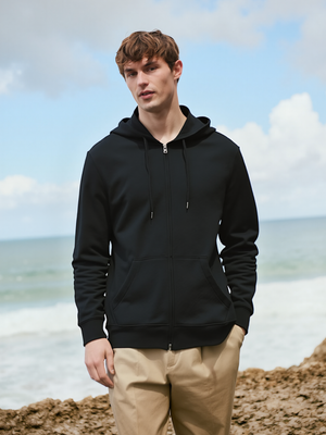 Black Regular Fit ZIP Through Hoodie