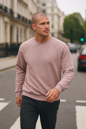 Dusty Rose Regular Fit Raglan Sweatshirt