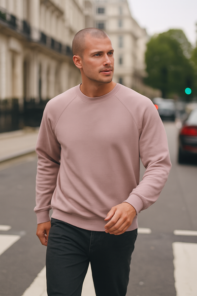 Dusty Rose Regular Fit Raglan Sweatshirt