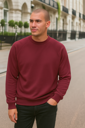 Maroon Regular Fit Raglan Sweatshirt