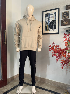 Beige Regular Fit Pullover Hoodie