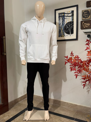White Regular Fit Pullover Hoodie