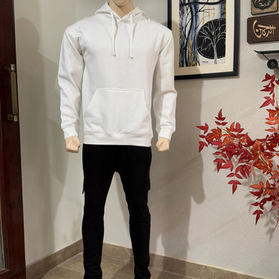 White Regular Fit Pullover Hoodie