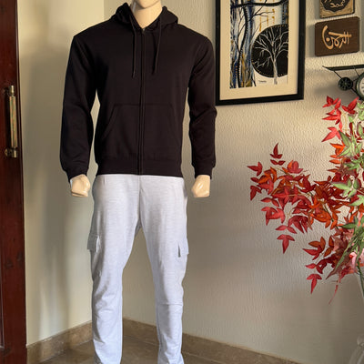 Black Regular Fit ZIP Through Hoodie