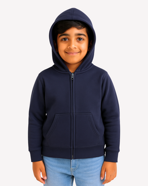 Kids Navy Zip Through Hoodie