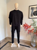 Black Winter Cargo Trouser and Sweatshirt Set